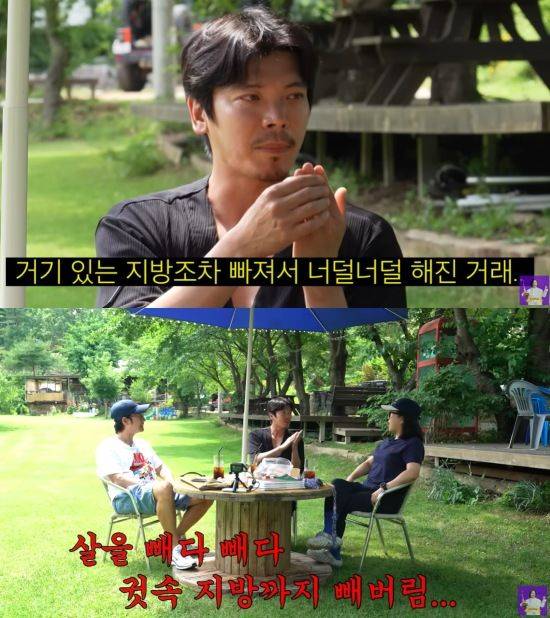 [서울=뉴시스] 배우 김성오가 영화 촬영을 위해 극단적인 다이어트에 도전했던 경험을 털어놨다. (사진=유튜브 채널 '김숙티비' 캡처) 2025.07.15. photo@newsis.com *재판매 및 DB 금지