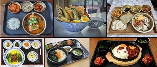 윗줄 왼쪽부터 시계 방향으로 죽전(서울)휴게소의 ‘용인 성산한돈 뼈해장국’(대상), 익산미륵사지(천안)휴게소의 ‘마마텐동’(최우수상), 칠곡(부산)휴게소의 ‘왜관 수제소시지 부대찌개’(최우수상), 함평나비(무안)휴게소의 ‘무안양파 낙돼불패’(우수상), 홍천(서울)휴게소의 ‘옥수수 영양밥 정식’(우수상), 서울만남휴게소의 ‘말죽거리 한돈 동파육 덮밥’(우수상). 한국도로공사