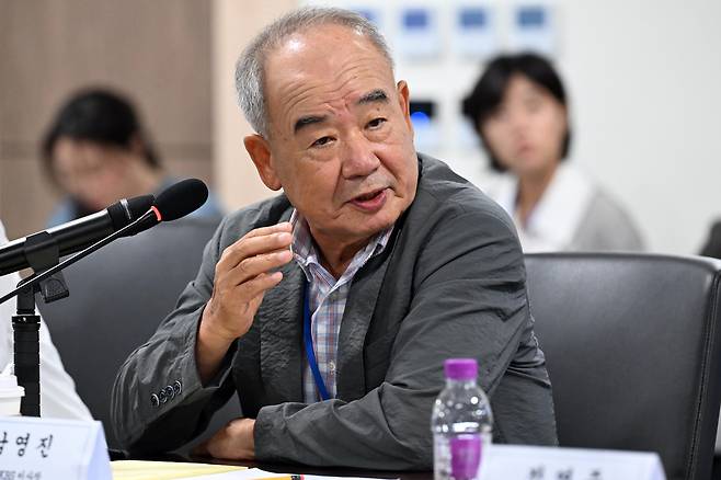 남영진 전 KBS 이사장이 16일 서울 종로구 국정기획위원회에서 열린 미디어혁신범국민협의체(가칭) 추진을 위한 의견수렴 간담회에서 인사말을 하고 있다./연합뉴스