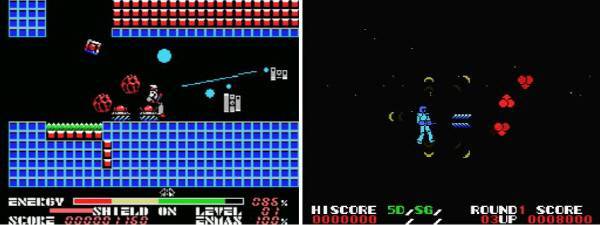 덱스터(좌)와 알파로이드(우).. 이런 게임만 즐기다가 사이드암을 본 순간 그래픽의 차이에 눈이 희둥그레...