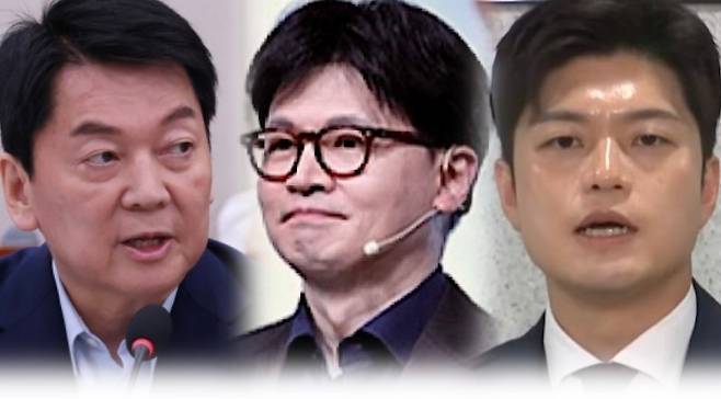 (왼쪽부터) 안철수 의원, 한동훈 전 대표, 김용태 전 비대위원장.