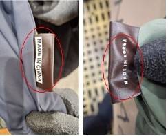 ▲ 국산으로 둔갑한 중국산 의류 [관세청 제공]