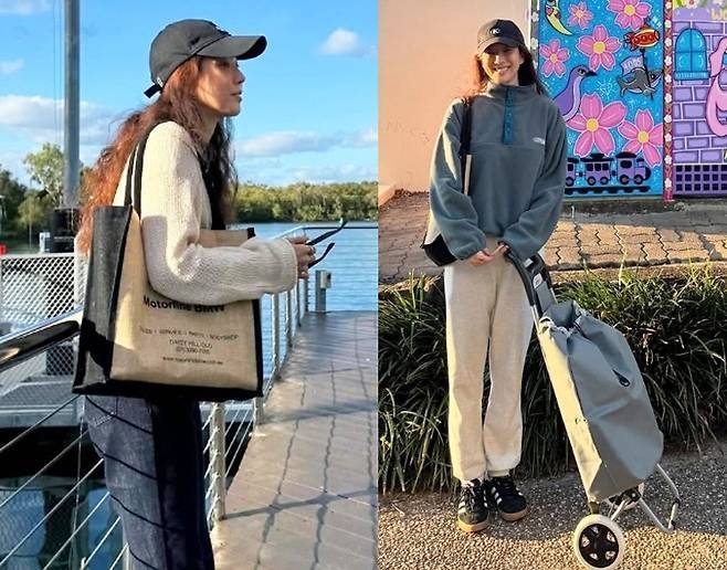 꾸안꾸의 정석을 보여준 정려원이 주말 분위기를 완전히 뒤바꿨다.사진=정려원 SNS