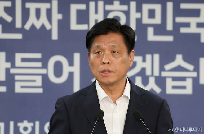 [서울=뉴시스] 김명원 기자 = 조승래 국정기획위원회 대변인이 29일 서울 종로구 정부서울청사 별관 국정기획위원회에서 열린 현안 관련 기자간담회에 참석해 발언하고 있다. 2025.06.29. kmx1105@newsis.com /사진=김명원
