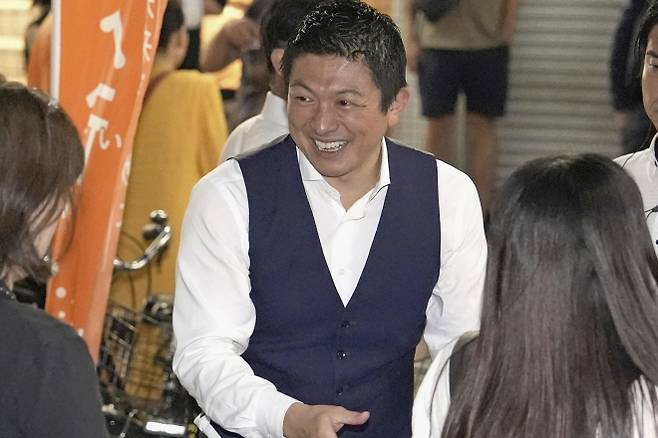 참정당의 가미야 소헤이 대표. 도쿄 AP 뉴시스