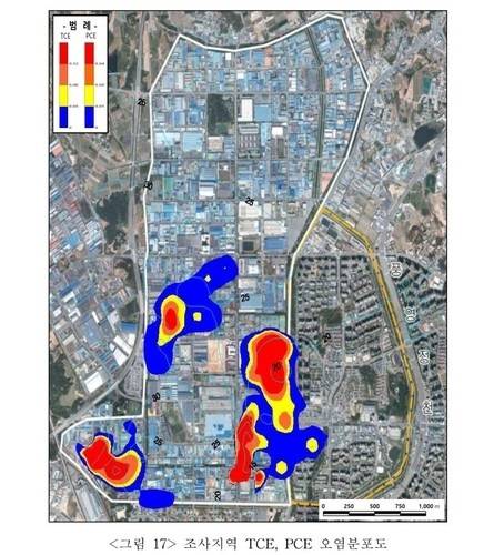 광주 하남산단 지하수 발암물질 오염 ⓒ하남산단 지하수 토양오염 조사 결과 보고서 발췌