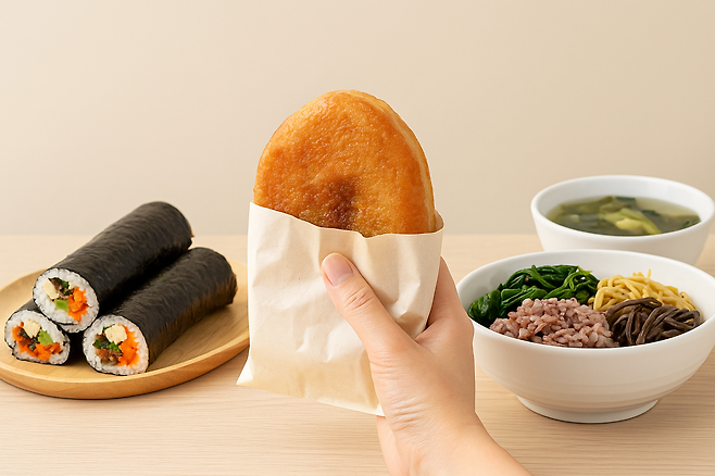 김밥과 호떡과 비빔밥