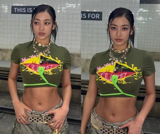 지효가 잘록한 허리에 선명한 복근을 자랑했다. [사진=지효 SNS]