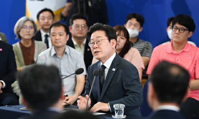 이재명 대통령이 지난 4일 대전타운홀 미팅에서 과학기술계 질문에 답하고 있다. (사진=한국사진기자협회 대전충남지회)