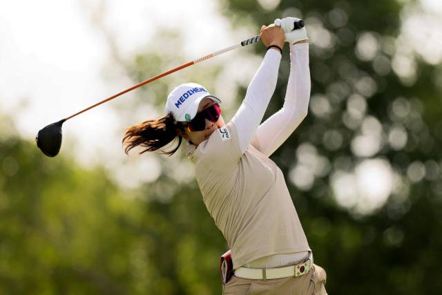 티샷을 하고 있는 김아림. 사진 제공=AFP연합뉴스