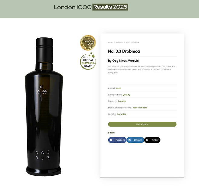 매년 뉴욕국제올리브오일대회에서 최고상을 놓치지 않는 ‘나이 3.3’의 제품. 사진제공|크로아티아관광청/CNTB
