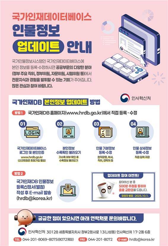 인사혁신처, 9월까지 '국가인재 DB' 39만명 정보 최신화 [인사혁신처 제공. 재판매 및 DB 금지]