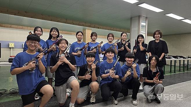 나주중 사격부가 선전을 다짐하고 있다. 한경국기자 hkk42@mdilbo.com