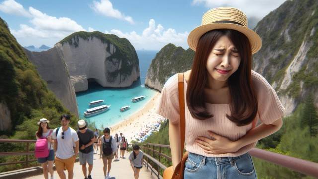 휴가철에는 낯선 음식이나 식재료로 소화불량이나 설사가 발생할 수 있다┃출처: Microsoft Designer ﻿