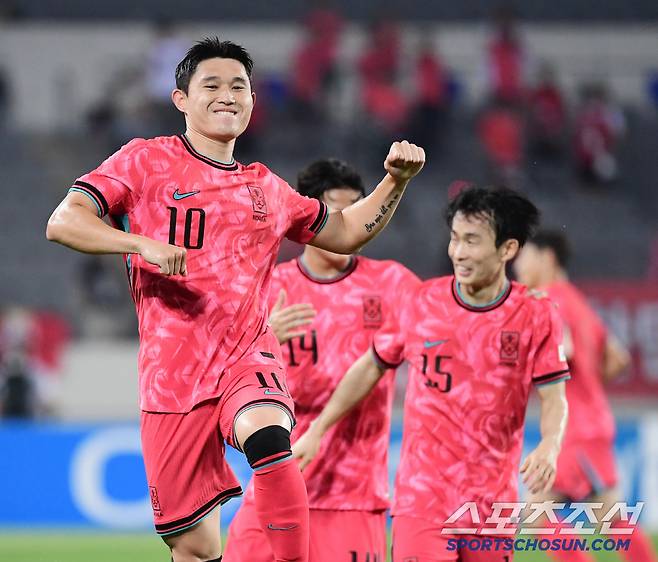 7일 축구대표팀이 용인미르스타디움에서 동아시안컵 중국과 첫 경기를 펼쳤다. 전반 선취골을 성공시킨 이동경. 용인=송정헌 기자songs@sportschosun.com/2025.07.07/