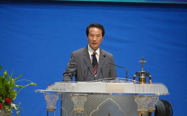 인사말을 전하는 선한장로회 김정호(광주무등교회) 회장.