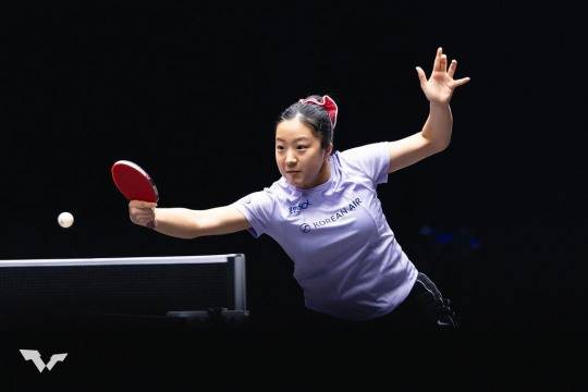 WTT 미국 스매시에 출전한 신유빈의 경기 장면. 사진[연합뉴스]