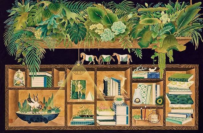 박은주, '숲의 서재', color on Korean papaer, 99×150cm, 2020 *재판매 및 DB 금지