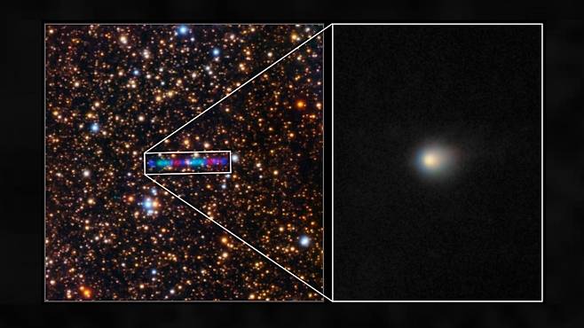 3I/ATLAS의 이동 모습으로 빨간색, 초록색, 파란색 필터를 사용해 촬영됐다. International Gemini Observatory/NOIRLab/NSF/AURA/K. Meech (IfA/U. Hawaii)