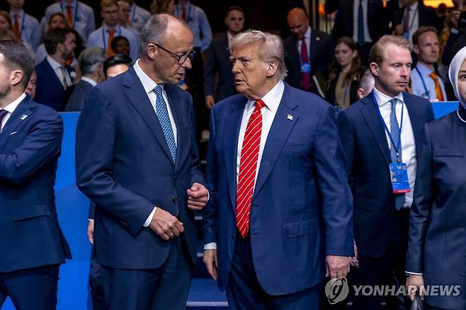 메르츠 총리와 트럼프 대통령 [UPI 연합뉴스 자료사진 재판매 및 DB 금지]