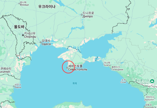 발라클라바는 크림반도에 있는 작은 마을로 인구수는 약 1만8000여 명에 불과하다. 현재 세바스토폴(붉은 원) 행정 지역에 속해있다. [사진 출처=구글 지도]