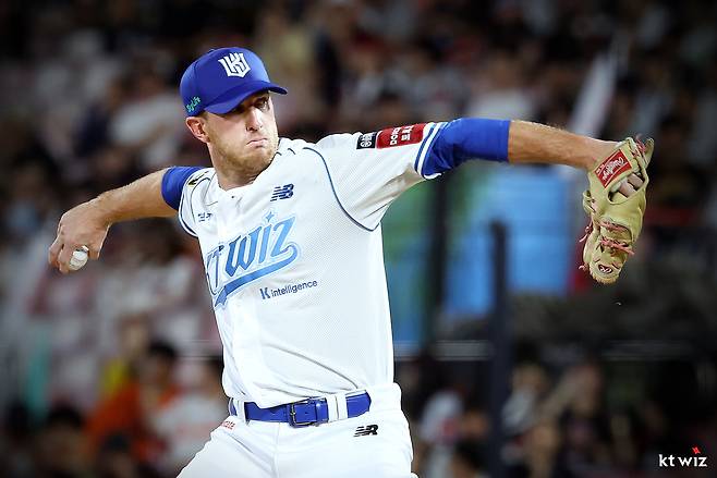 18일 수원 한화전에서 첫 선을 보인 KT 패트릭 머피. KT 위즈 제공