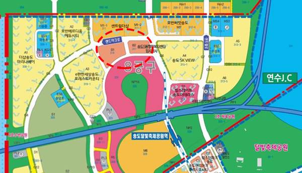 송도국제도시 8공구 내 B1·B2블록 위치도.사진 = 인천경제청 제공