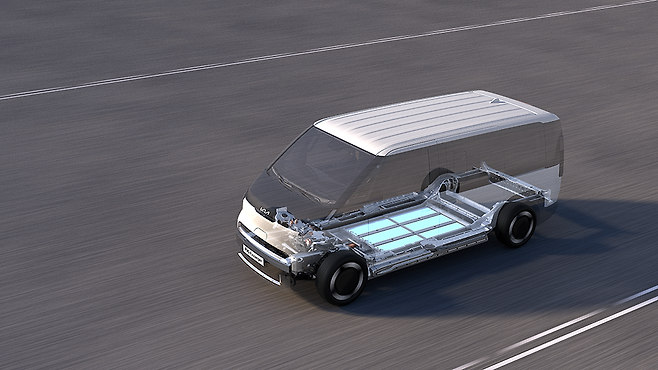 PBV 전용 플랫폼인 ‘E-GMP.S’를 부각한 PBV의 이미지. 기아 제공