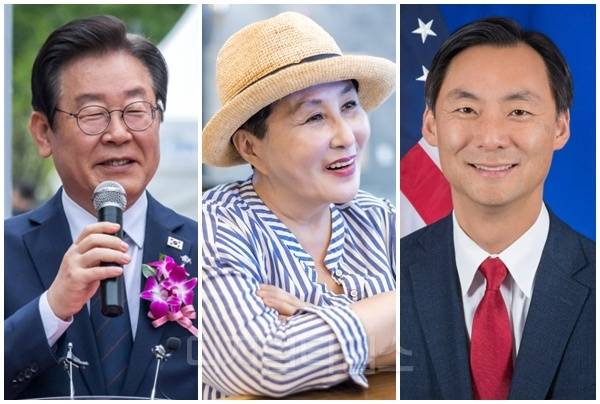 (왼쪽부터) 이재명 대통령, 전여옥 전 국회의원, 모스 탄(한국명 단현명) 리버티대 교수(전 국무부 국제형사사법대사), [디지털타임스 DB, 연합뉴스]