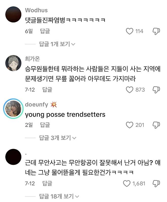 제주항공 공식계정 틱톡 영상....난리 난 댓글창 상황.mp4