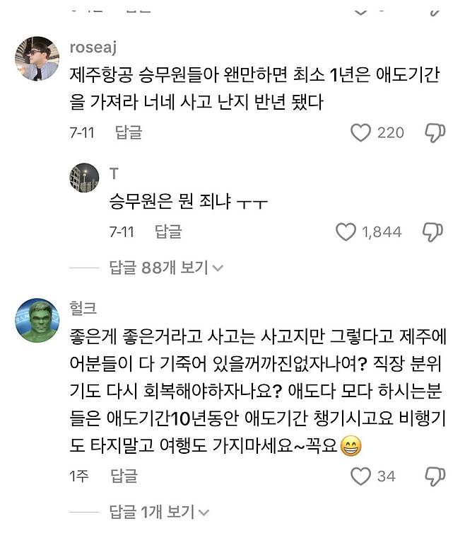 제주항공 공식계정 틱톡 영상....난리 난 댓글창 상황.mp4