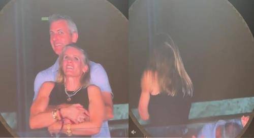 콜드플레이 공연 도중 전광판에 포착된 앤디 바이런과 크리스틴 캐벗의 모습. 틱톡 @instaagraace 계정 캡처