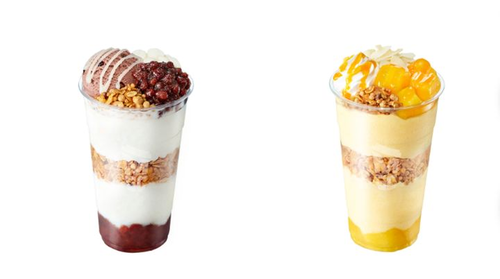 팥빙 젤라또 파르페(왼쪽)와 망빙 파르페. [메가MGC커피]