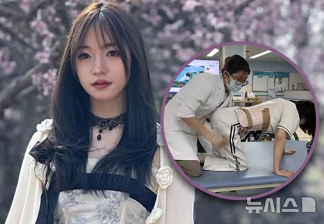 [서울=뉴시스]백씨는 이 사고로 척수 손상과 다발성 골절을 입어 하반신 마비를 일으켰습니다.사진은 백씨가 재활치료를 하는모습(사진=도우인 갈무리). 2024.07.18