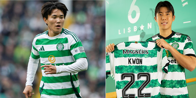 셀틱에서 한솥밥을 먹고 있는 양현준(왼쪽)과 권혁규의 명암이 갈리고 있다. 2025~2026시즌을 앞두고 양현준은 주전 도약에 다가섰지만 권혁규는 이적이 유력한 분위기다. 사진출처│셀틱 SNS