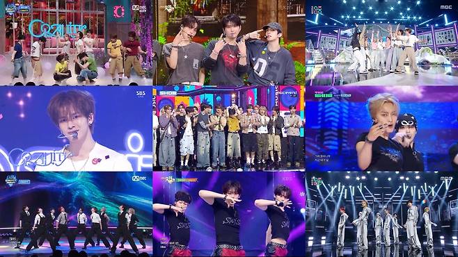 SBS funE ‘더쇼’, MBC M, MBC every1 ‘쇼! 챔피언’, Mnet ‘엠카운트다운’, KBS2 ‘뮤직뱅크’, MBC ‘쇼! 음악중심’, SBS ‘인기가요’ 방송 화면 캡처