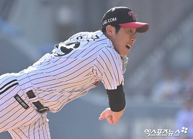 LG 트윈스 강속구 사이드암 유망주 박명근이 20일 서울 잠실야구장에서 열리는 2025 신한 SOL Bank KBO리그 롯데 자이언츠와의 팀 간 10차전에 앞서 1군 엔트리에서 말소됐다. 사진 엑스포츠뉴스 DB