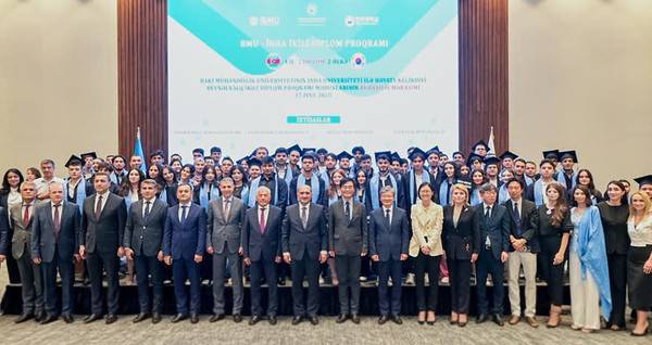 인하대학교와 바쿠공과대학교가 아제르바이잔 바쿠에서 복수학위과정에 참여한 학생 82명의 졸업식을 열었다. 2025.7.17 [사진=인하대학교]