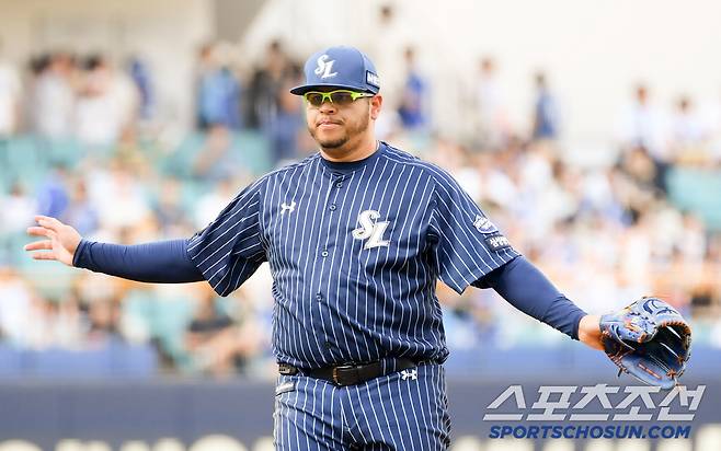6일 대구 라이온즈파크에서 열린 삼성 라이온즈와 LG 트윈스의 경기. 삼성 후라도가 숨을 고르고 있다. 대구=박재만 기자 pjm@sportschosun.com/2025.07.06/