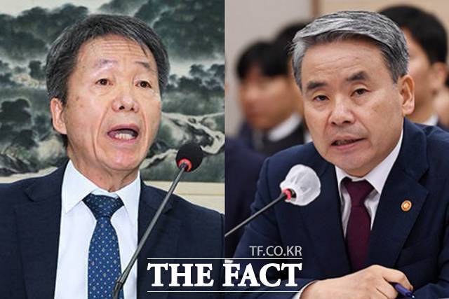 '국가인권위원회 박정훈 대령 진정 기각 의혹'의 핵심 당사자인 이종섭 전 국방부 장관(오른쪽)과 김용원 인권위 상임위원(군인권보호관)의 주장이 엇갈리는 것으로 나타났다.