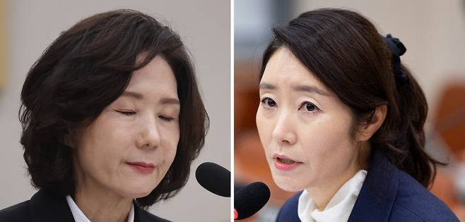 이재명 대통령이 20일 야당과 시민사회로부터 사퇴 압박을 받아 온 이진숙 교육부 장관 후보자(왼쪽)의 지명을 철회하기로 했다. 그러면서도 ‘보좌관 갑질’ 의혹을 받아 온 강선우 여성가족부 장관 후보자에 대해선 사실상 임명 강행 수순에 들어갔다. 각각 14일과 16일 국회 인사청문회에 출석한 이 후보자와 강 후보자. 장승윤 기자 tomato99@donga.com·뉴스1
