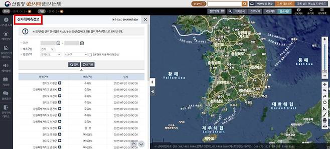 산사태 예측 정보는 기상청 강우 자료를 바탕으로 토양 안에 있는 빗물의 양을 토양함수지수로 산정한 결과에 따라 예·경보로 구분하는데 실제와 다를 수 있다 / 출처=산사태 정보 시스템 공식 홈페이지