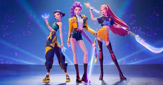 '케이팝 데몬 헌터스'에서 악귀 잡는 아이돌 '헌트릭스'. [사진 넷플릭스]