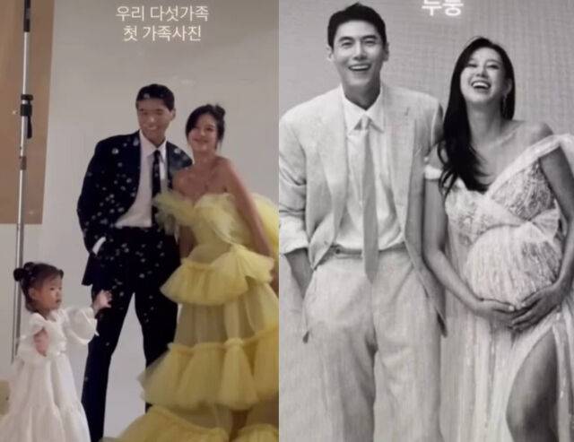 첫째 딸과 함께 쌍둥이 만삭 사진을 촬영했다. / 지소연 소셜미디어