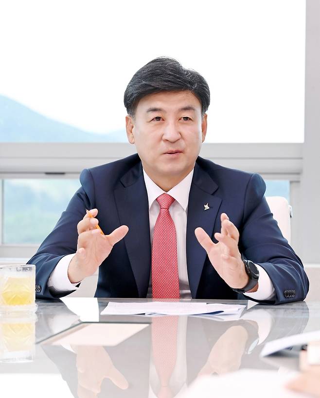 방세환 경기 광주시장이 세계일보 인터뷰에서 시정 현안에 대해 설명하고 있다. 광주시 제공