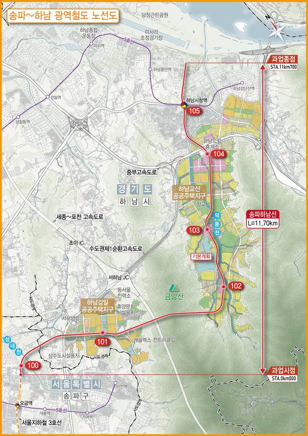 송파하남선 노선도.[사진=경기도]