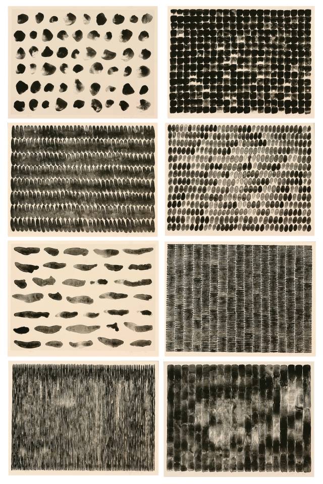 이우환, From Point, 1977, 석판화, 40x54cm 8조각 (경남도립미술관 소장)