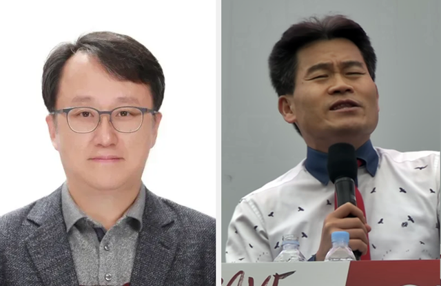 왼쪽부터 이재명 정부 대통령실 국민통합비서관 임명 사실이 알려진 뒤 22일 자진사퇴한 강준욱 동국대 교수, 지난 6월초 국민의힘에 입당했다고 최근 밝힌 ‘윤석열 계엄’ 옹호 인사 전한길 전 한국사 강사.<동국대 홈페이지 사진, 유튜브 ‘꽃보다전한길’ 영상 갈무리>