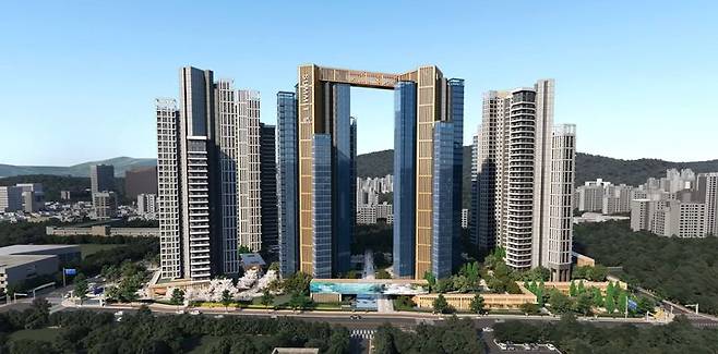 ‘써밋 프라니티’ 단지를 구현한 360도 VR 영상 화면. 대우건설 제공