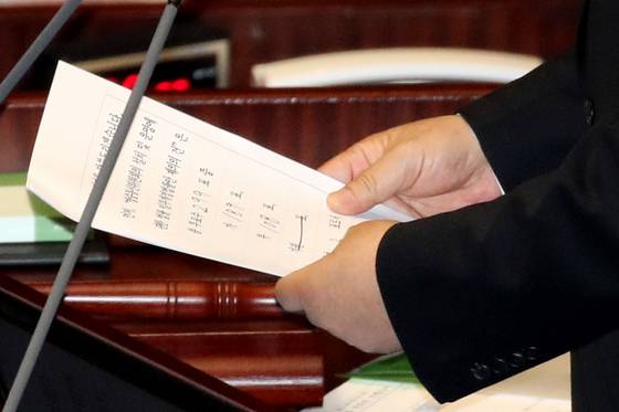 지난해 9월 26일 서울 여의도 국회에서 열린 제418회 국회(정기회) 제9차 본회의에서 표결에 부쳐진 '방송4법ㆍ노란봉투법ㆍ민생회복지원금법' 재의의 건의 투표 결과지. 뉴스1